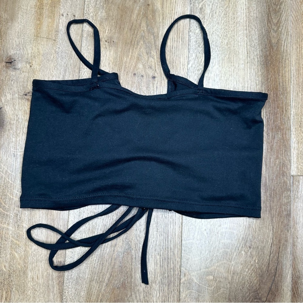 Capella Black Adjustable Scrunched Crop Top Size Small - Picture 6 of 9